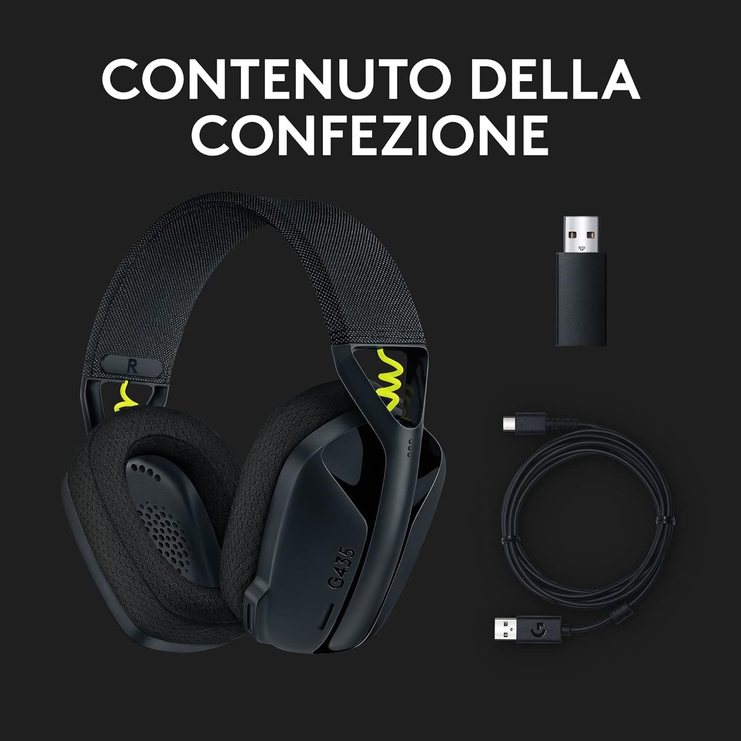 Logitech G G435 LIGHTSPEED Cuffie Gaming Wireless Bluetooth Nero