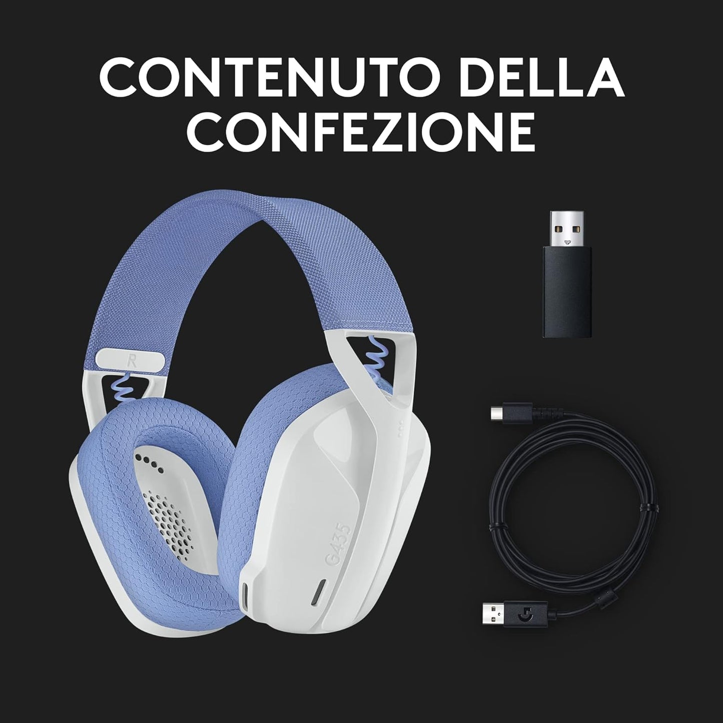 Logitech G G435 LIGHTSPEED Cuffie Gaming Wireless Bluetooth Bianco