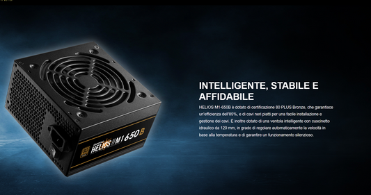 Alimentatore Gamdias HELIOS M1-650B – 650W, cablato, Certificazione 80 PLUS Bronze