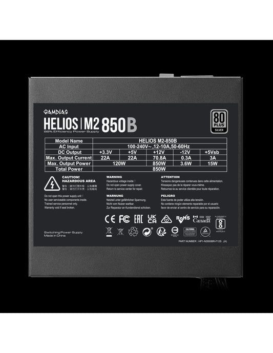 GAMDIAS ALIM HELIOS M2-850B 850W 80+ SILVER ATX3.1 PCi 5.1 C6&C7