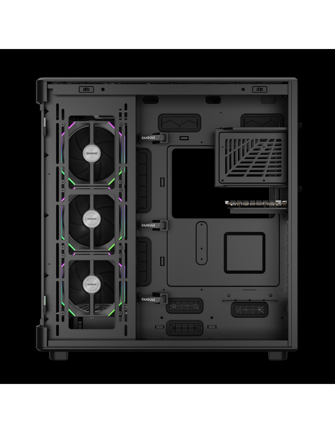 GAMDIAS CASE FULL TOWER NESO P1 PRO B 2*TG 3xAEOLUS P2 DISPLAY (ORIZ&VERT)