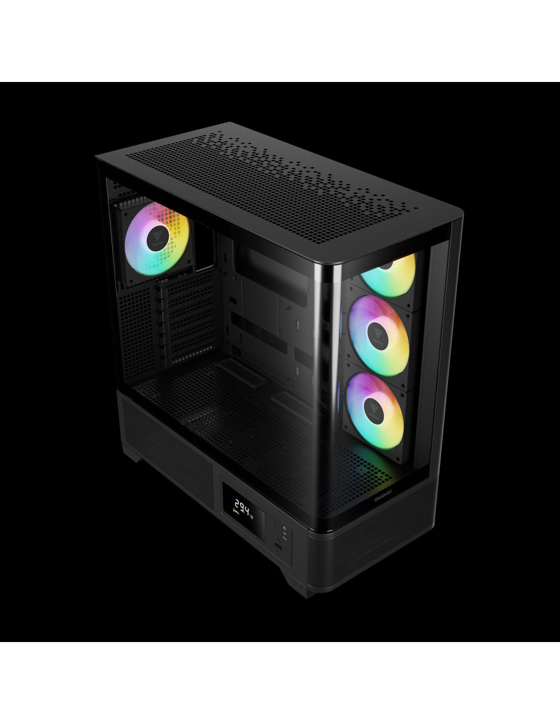 GAMDIAS CASE MID TOWER ATLAS P2 CG 2xTG 4x120mm ARGB+HUB DISPLAY