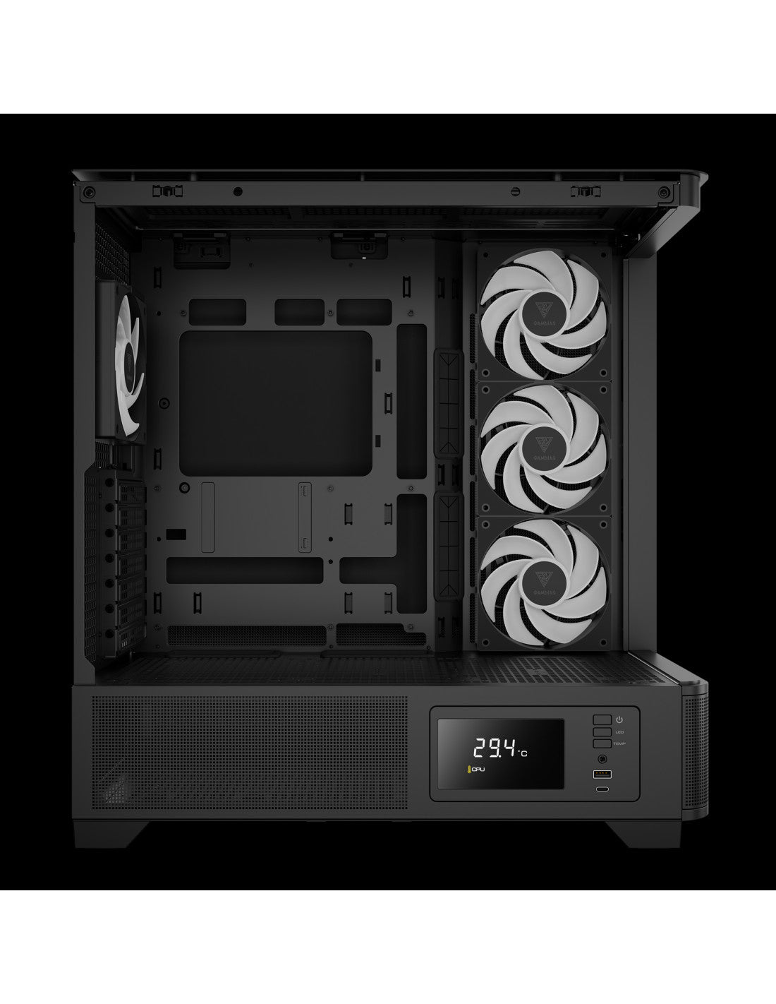 GAMDIAS CASE MID TOWER ATLAS P2 CG 2xTG 4x120mm ARGB+HUB DISPLAY