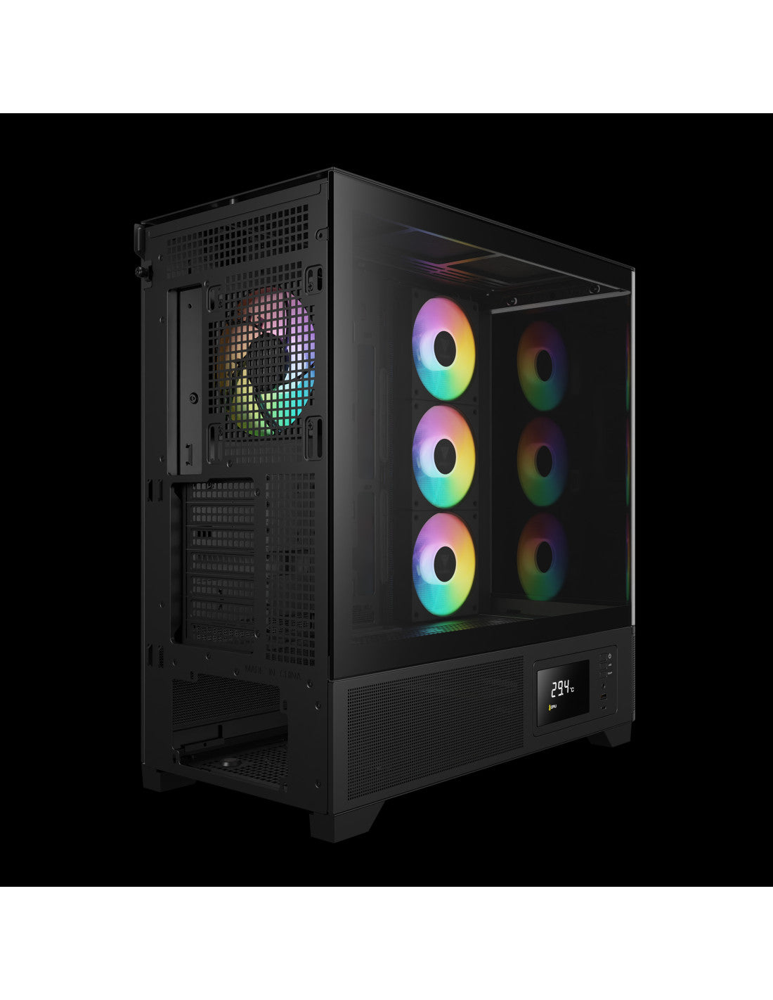 GAMDIAS CASE MID TOWER ATLAS P2 CG 2xTG 4x120mm ARGB+HUB DISPLAY