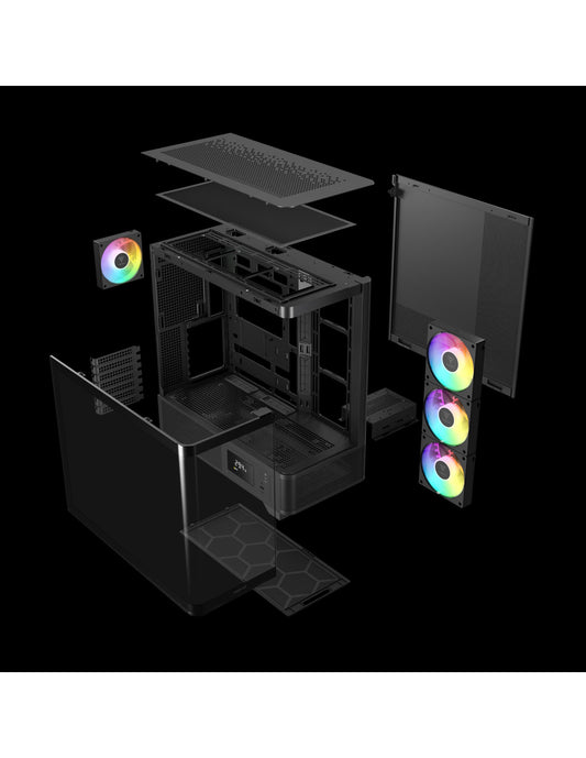 GAMDIAS CASE MID TOWER ATLAS P2 CG 2xTG 4x120mm ARGB+HUB DISPLAY