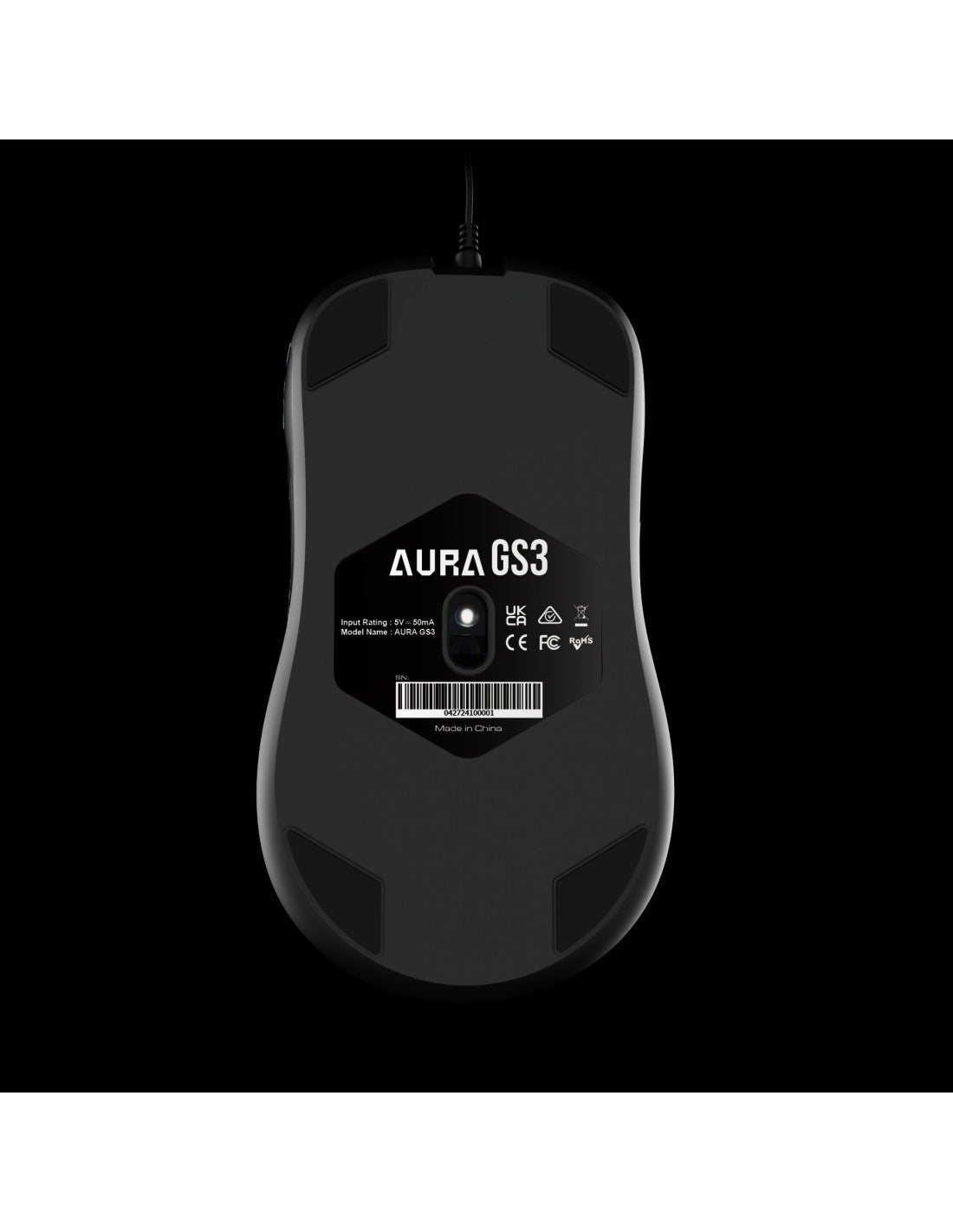 GAMDIAS MOUSE GAMING AURA GS3 LUCI MULTIC 6*KEYS 3600DPI ERGONOMIC