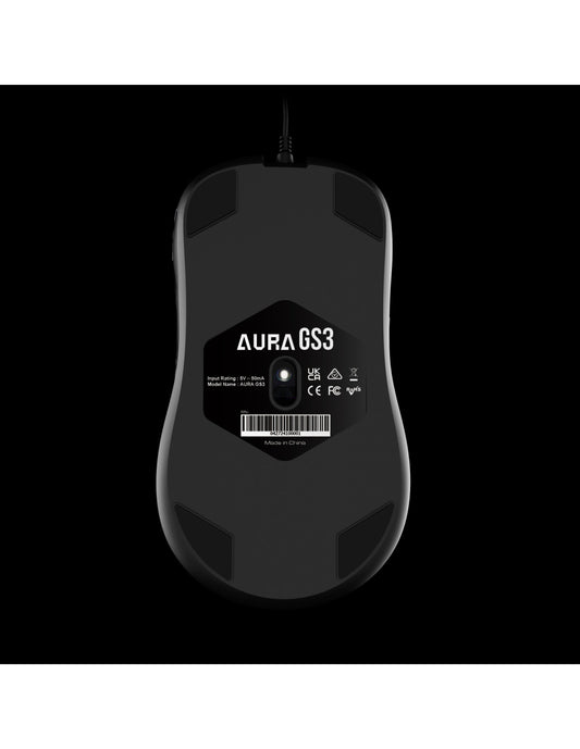 GAMDIAS MOUSE GAMING AURA GS3 LUCI MULTIC 6*KEYS 3600DPI ERGONOMIC