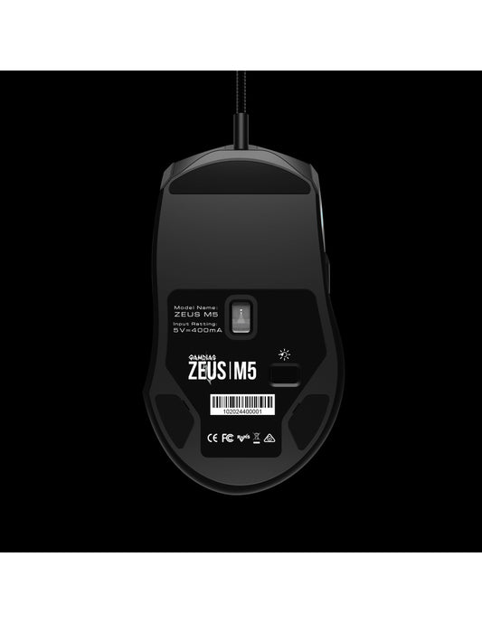GAMDIAS MOUSE GAMING ZEUSM5 LUCI RGB 12800 DPI
