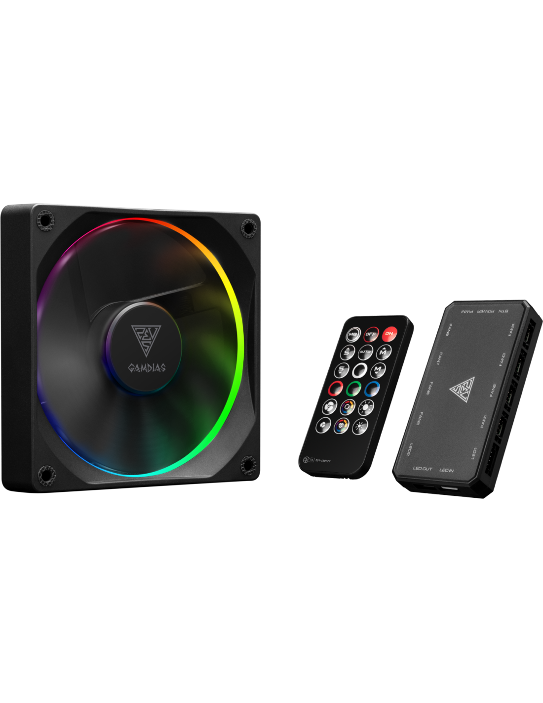 GAMDIAS VENTOLA CASE KIT AEOLUS M3-1204R 4x ARGB PWM FAN 120mm CENTRALINA+T