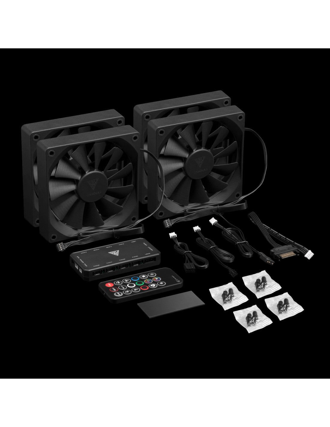 GAMDIAS VENTOLA CASE KIT AEOLUS M3-1204R 4x ARGB PWM FAN 120mm CENTRALINA+T