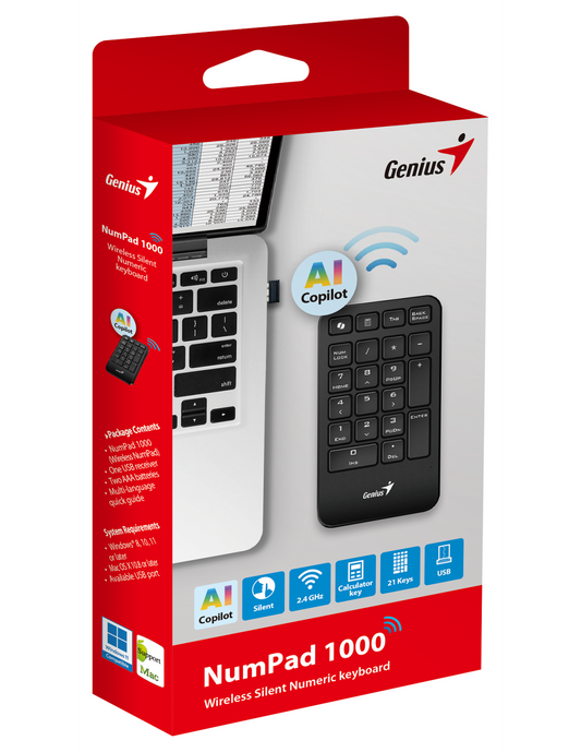 GENIUS NUMPAD 1000 BLACK AI 2.4GHz