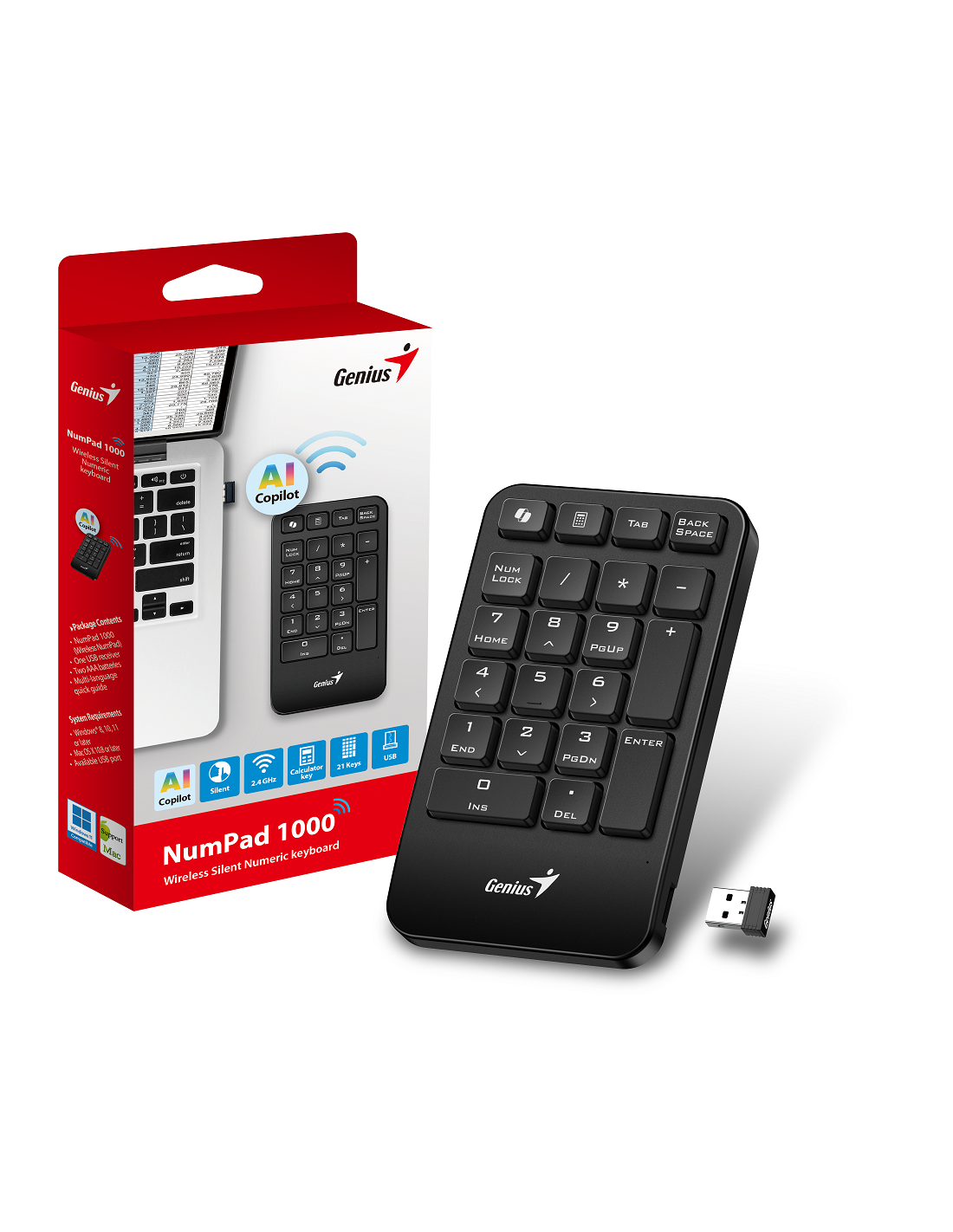 GENIUS NUMPAD 1000 BLACK AI 2.4GHz