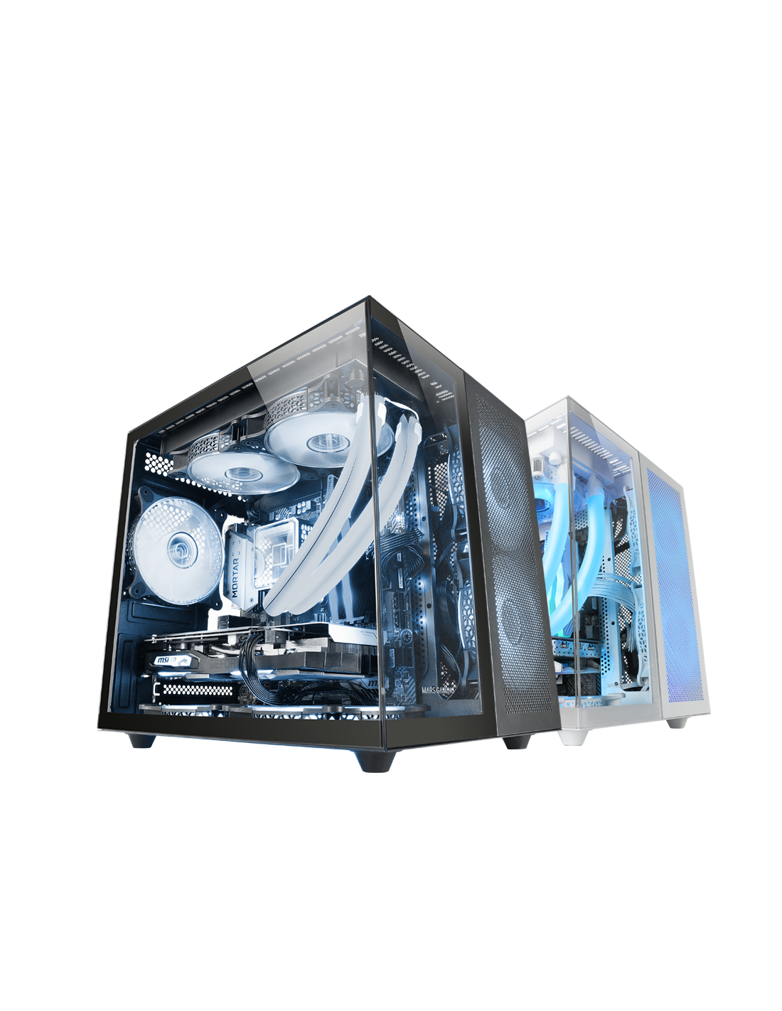MARSGAMING CASE MC-NOVAM IN ALLUMINIO DUAL-CHAMBER TG 90º WHITE