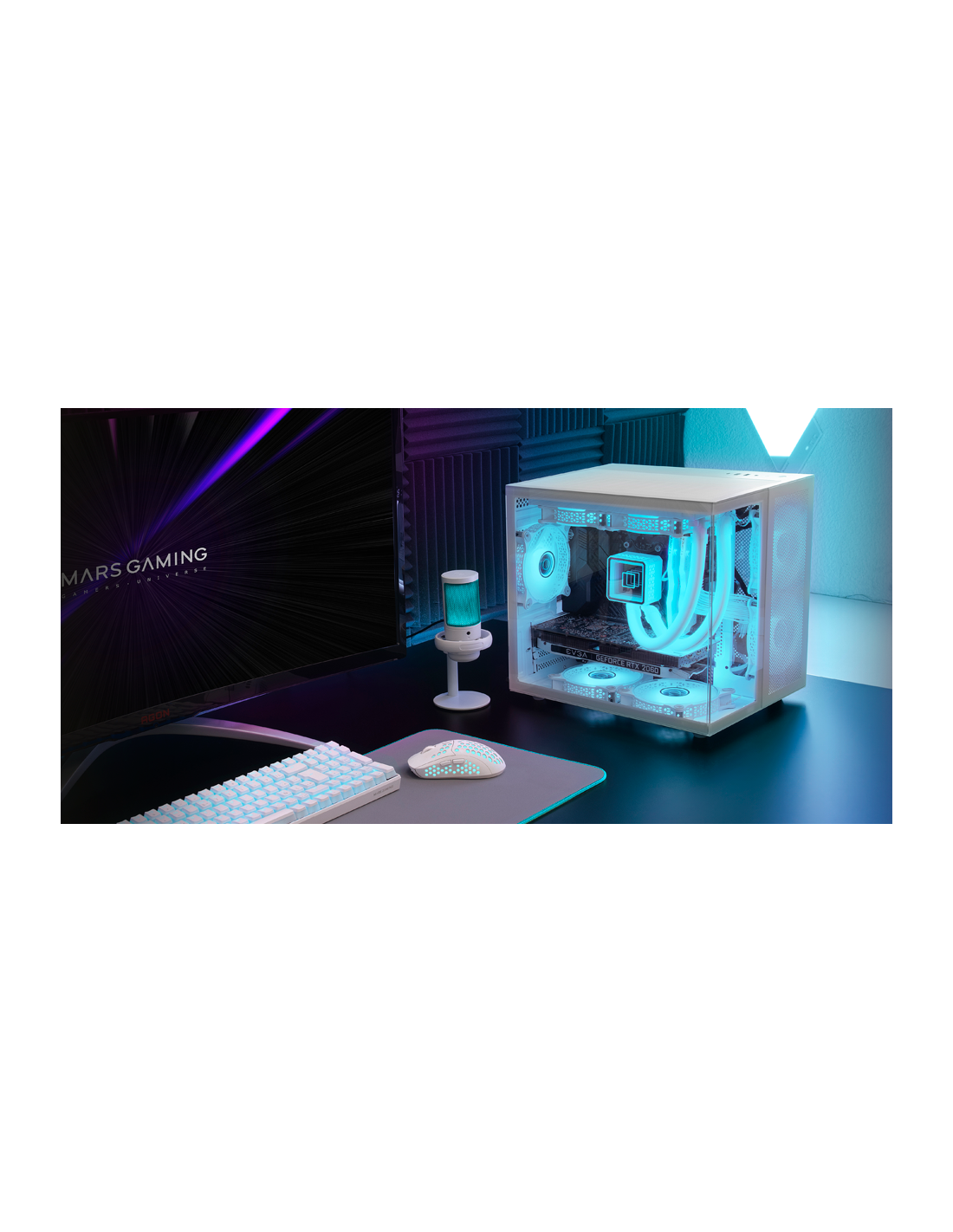 MARSGAMING CASE MC-NOVAM IN ALLUMINIO DUAL-CHAMBER TG 90º WHITE