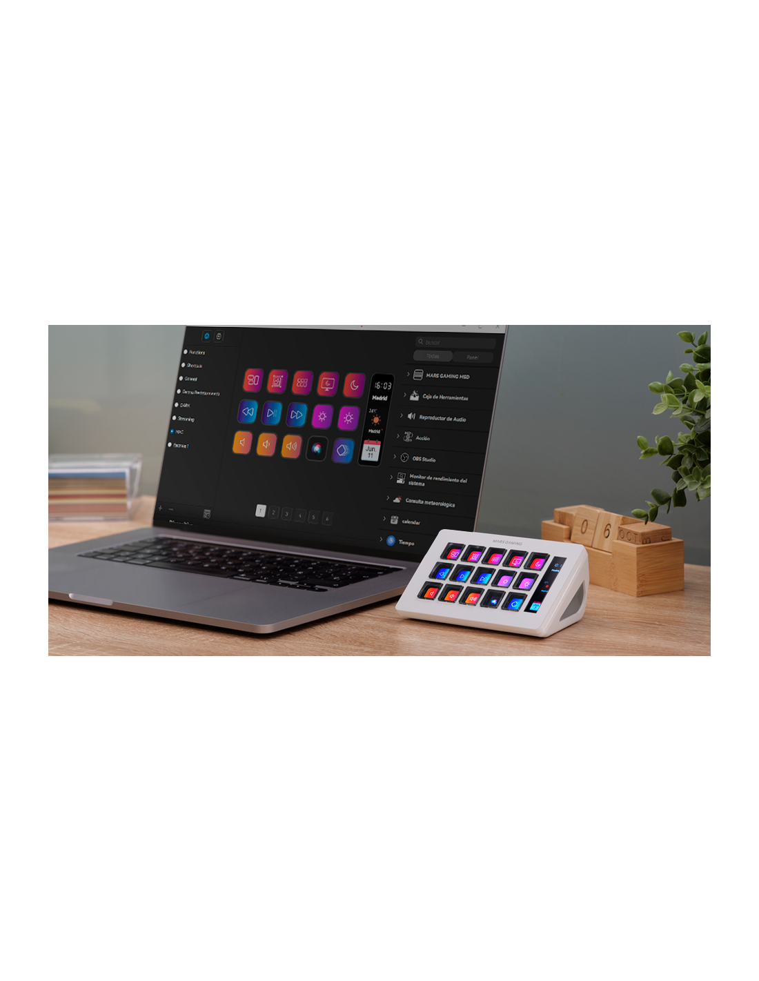 MARSGAMING SLIM STREAM DECK MSD-ONE WHITE CUSTOM KEYS+SOFTWARE