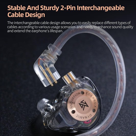 KZ EDX Pro X - Cuffie intrauricolari HiFi IEM, bassi profondi, con cavo staccabile, per audiofili DJ cantanti