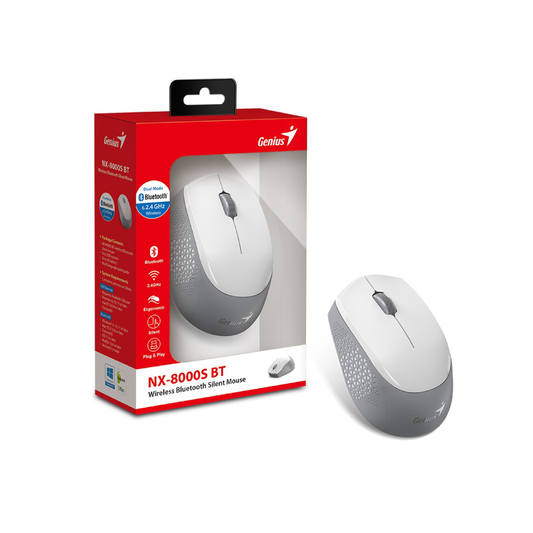 GENIUS MOUSE WIR. NX-8000S BT DUO WIRELESS (BT 5.3+2.4Ghz) WHITE/GRAY