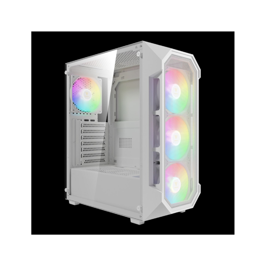 GAMDIAS CASE MID TOWER AURA GC1 ELITE WHITE 4*120mm ARGB FAN TG MESH