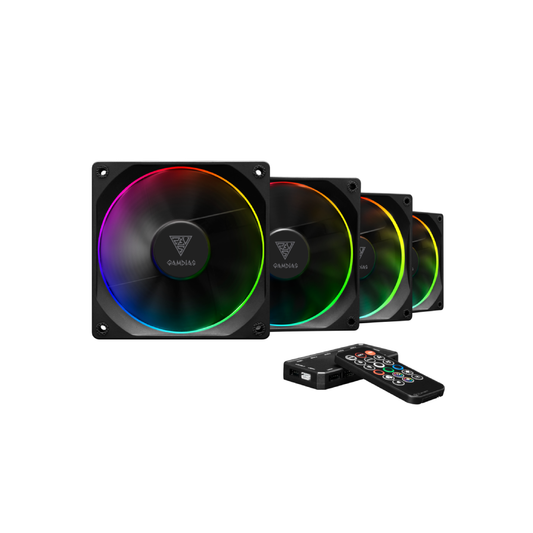 GAMDIAS VENTOLA CASE KIT AEOLUS M3-1204R 4x ARGB PWM FAN 120mm CENTRALINA+T