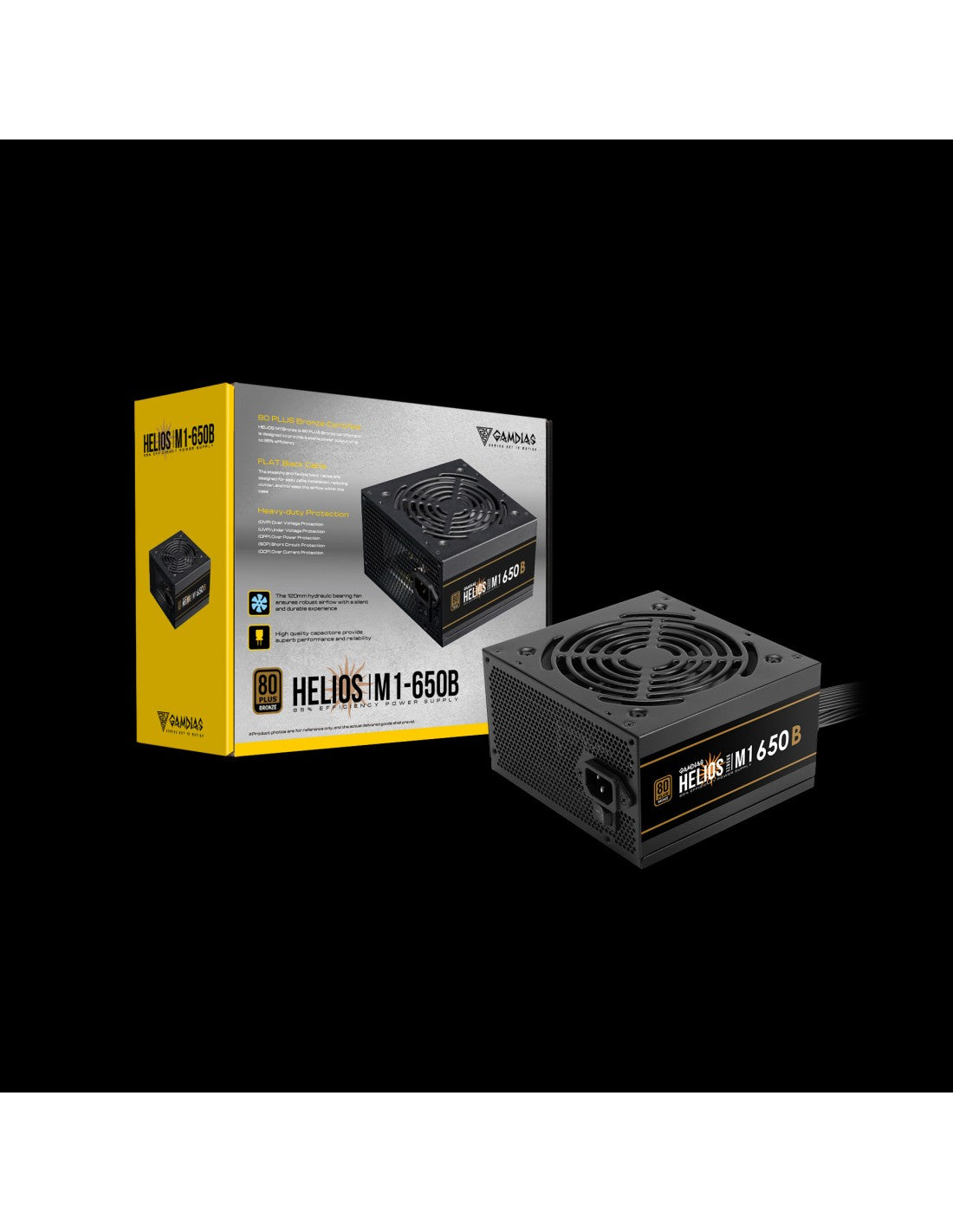 Alimentatore Gamdias HELIOS M1-650B – 650W, cablato, Certificazione 80 PLUS Bronze