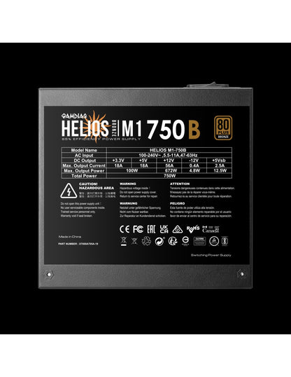 Alimentatore Gamdias HELIOS M1-750B  – 750W, cablato, Certificazione 80 PLUS Bronze