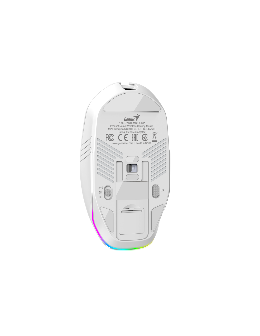 GENIUS MOUSE GAMING USB SCORPION M8250 WHITE BT & 2.4GHz 8*RGB 800-3200DPI