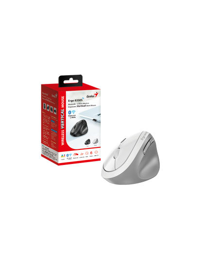 GENIUS MOUSE WIR. ERGO 8350S DUO WIRELESS (BT +2.4Ghz) AI COPILOT ERG WHITE