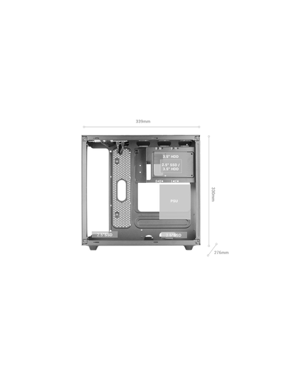 MARSGAMING CASE MC-NOVAM IN ALLUMINIO DUAL-CHAMBER TG 90º WHITE