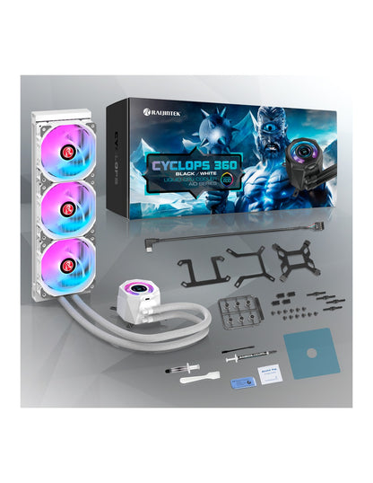 RAIJINTEK RAFF CPU LIQUIDO CYCLOPS 360 WHITE ARGB PWN LCD TFT 1.4 0R10B0022